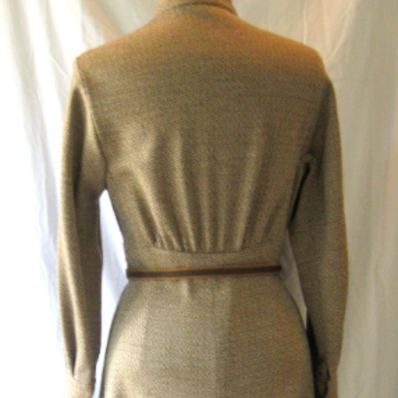 Vintage JAMES GALANOS Couture Tailored Brown Knit Midi Dress, Sz 8 - Picture 4 of 9